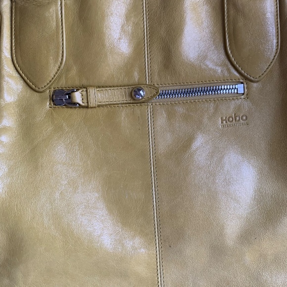 HOBO international yellow gold satchel shoulder bag tote - Picture 3 of 8